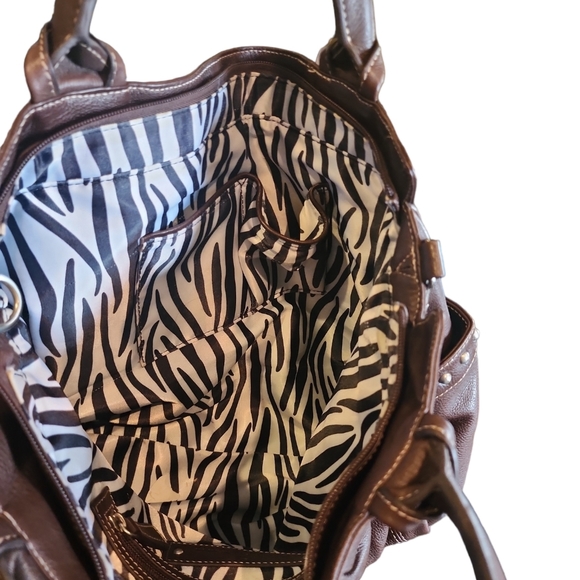 STUNNING BROWN LEATHER STUDDED BAG FROM *FENN WRIGHT MANSON EUC - Picture 4 of 10